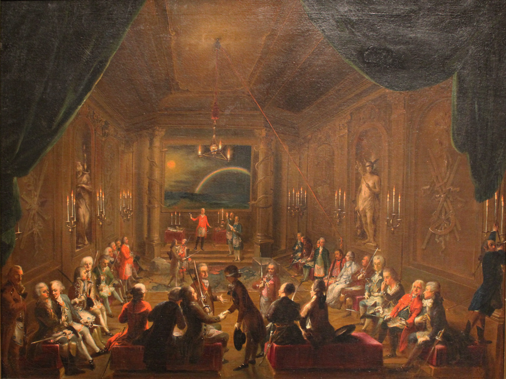 Den wienska frimurarlogen (1789) är en mycket betydelsefull anonym oljemålning. Den föreställer ett möte i en wiensk loge (där bland andra Mozart som bekant närvarade). Istället för att sitta på en upphöjd scen befinner sig musikerna på samma nivå som åhörarna, helt integrerade i det sociala rummet.